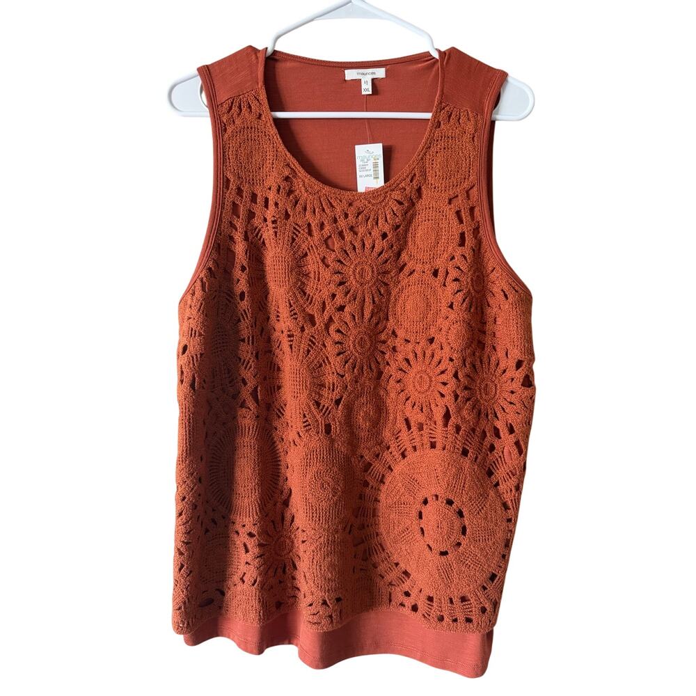 NEW Women's Maurices XXL Burnt Orange Crochet Tank Top
